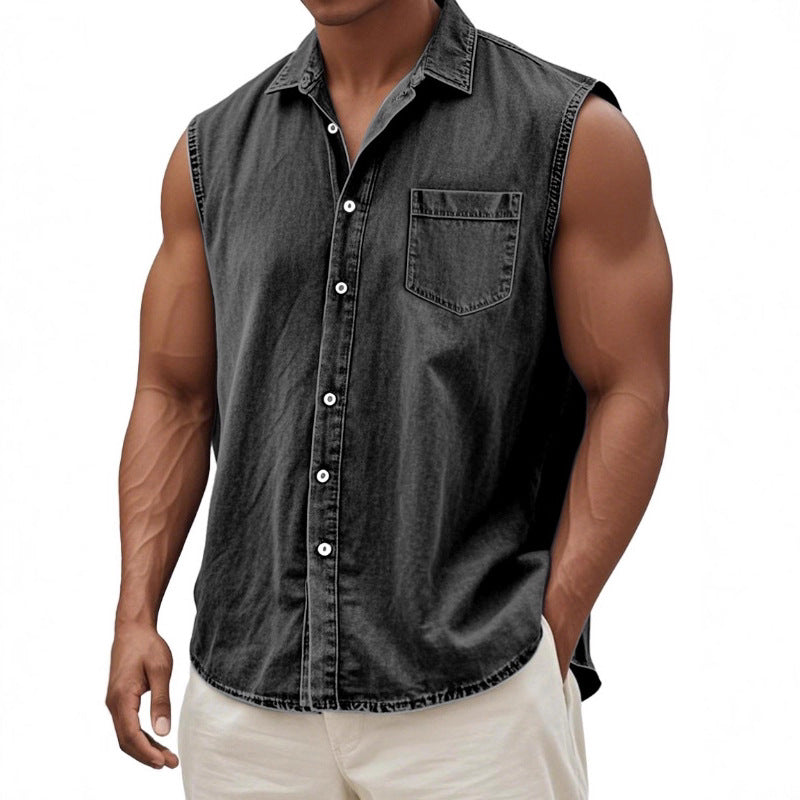 Mens Fashionable Casual 3D Digital-Print Shirt Vest