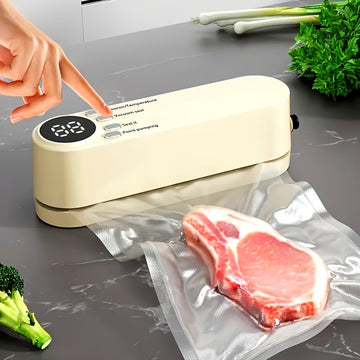 kolzp Compact USB Rechargeable Vacuum Sealer Kit with Digital Display - Quick Sealing, Includes Pump and Airtight Bags, Perfect for Food Preservation, Snacks, Meat, Fruits, Vegetables - Space-Saving Design, Food Vacuum Sealer