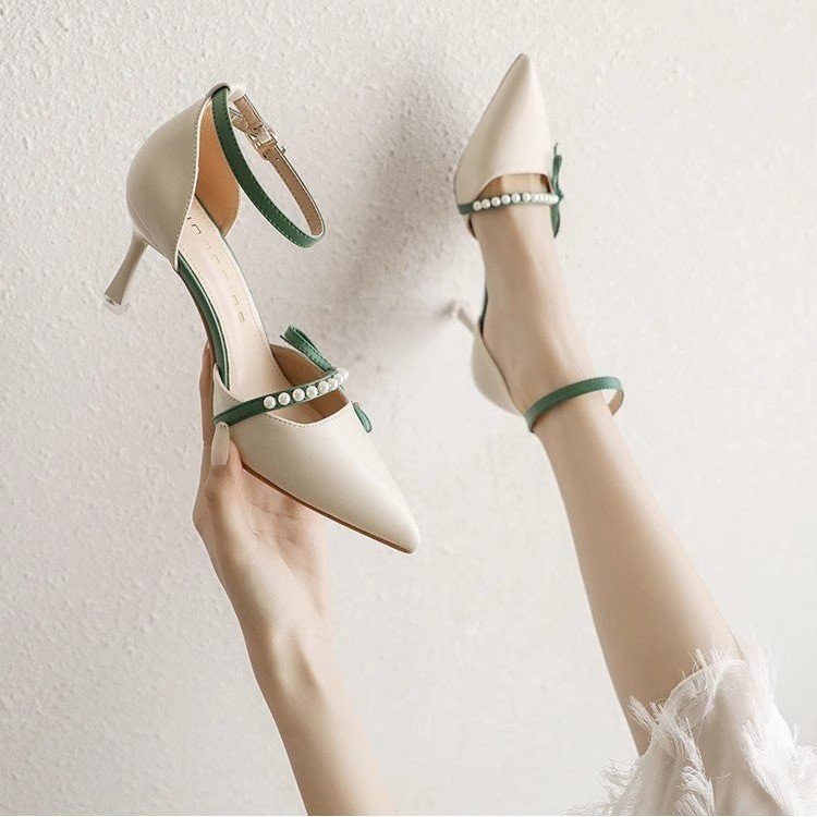 White High-Heel Shoes Versatile Strap Pumps With A Sleek French Stiletto Heel