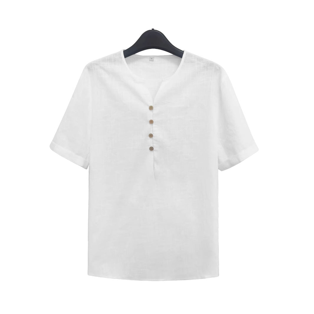 Mens Lightweight White Short-sleeve Top