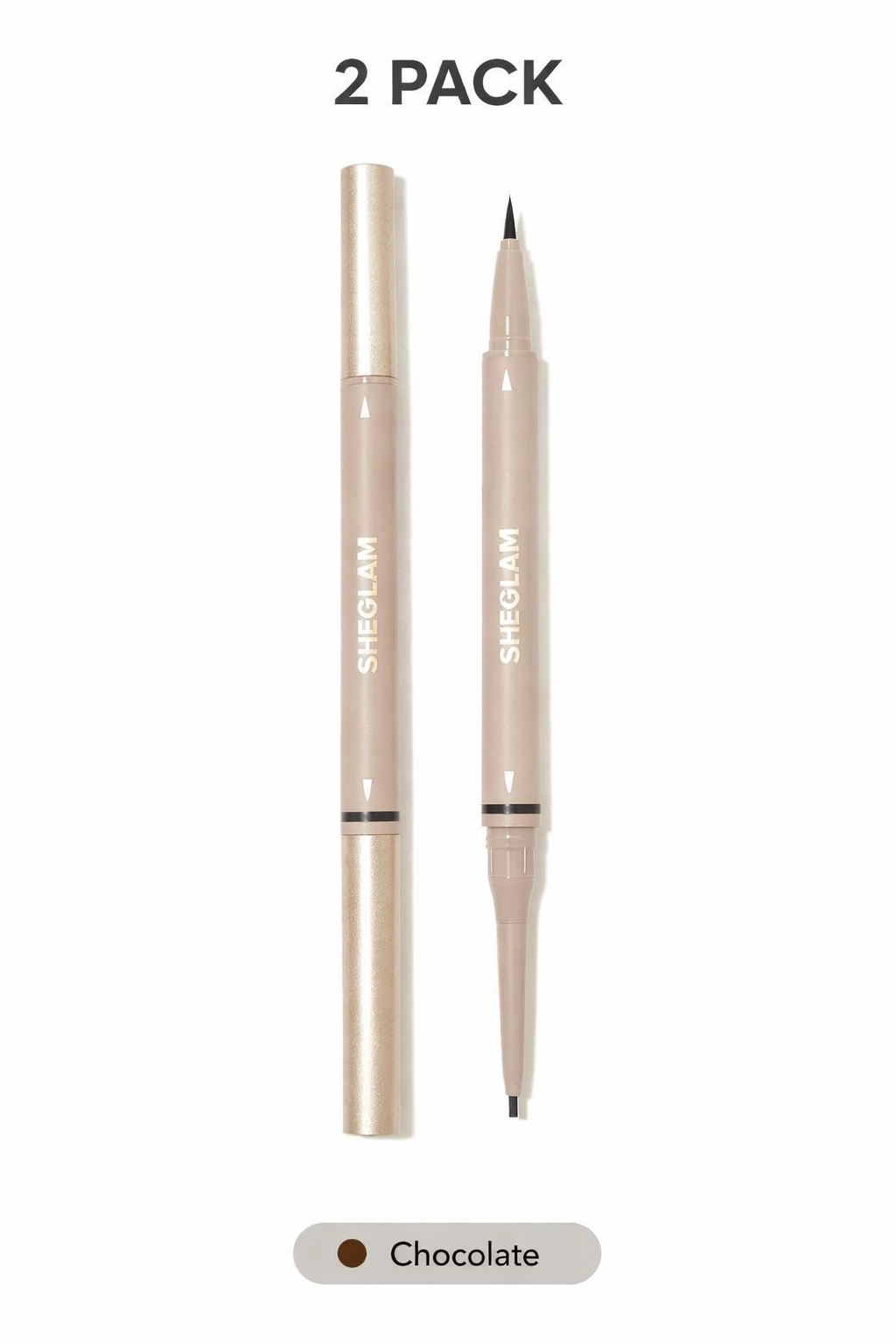 SHEGLAM Dual-Ended Eyeliner Pen – Precision Liquid & Pencil Eye Liner (Chocolate) -Brows On Demand 2-In-1
