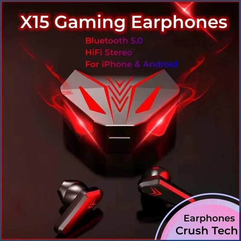 NEW X15 TWS Earphones Bluetooth Wireless Gamer Headphones 65ms Low Latency Earbuds Fone Gamer Headset Gamer with Mic (Copy)