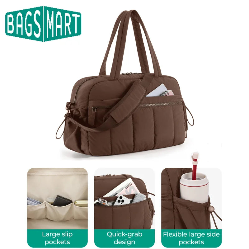 BAGSMART Women Duffle Bag for Travel with Wet Pocket Lightweight Water Resistant Carry on Weekender Gym Bag