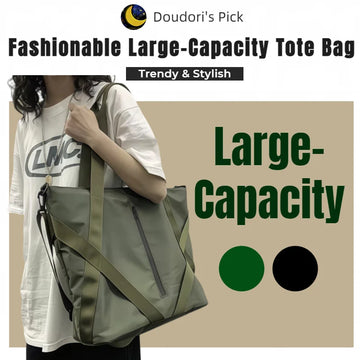 Fashionable Large-Capacity Storage Instagram-Style Unisex Student Nylon Water-Repellent Material Black Dark Green Handbag Crossbody Shoulder Travel Bag Tote Bag