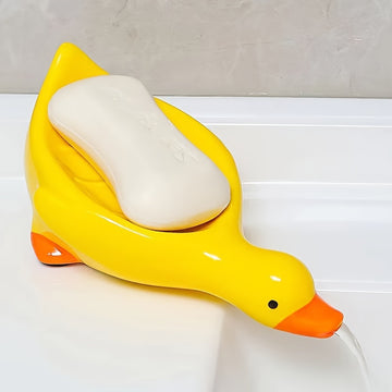Duck-Shaped Soap Dish That Drains Itself, Rectangular Plastic Soap Holder for The Bathroom, Charming Waterfall Design Soap Tray, Easy to Clean And Store.
